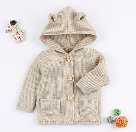 Modern Winter Warm Knit Cardigan Long Sleeve Hooded Sweaters for Newborn Infant Jacket And Coat Combination Clotes