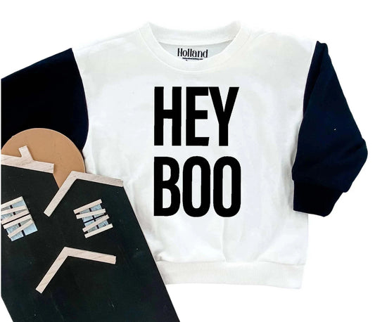 Hey Boo Kids Halloween Sweatshirt top detail view
