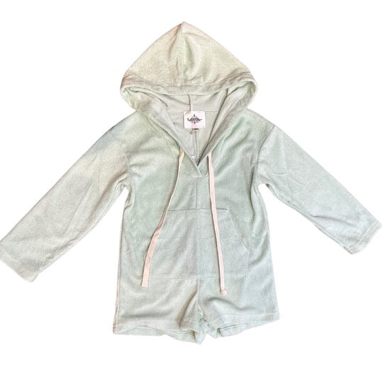 Terry Cloth Mint Green Romper - back view