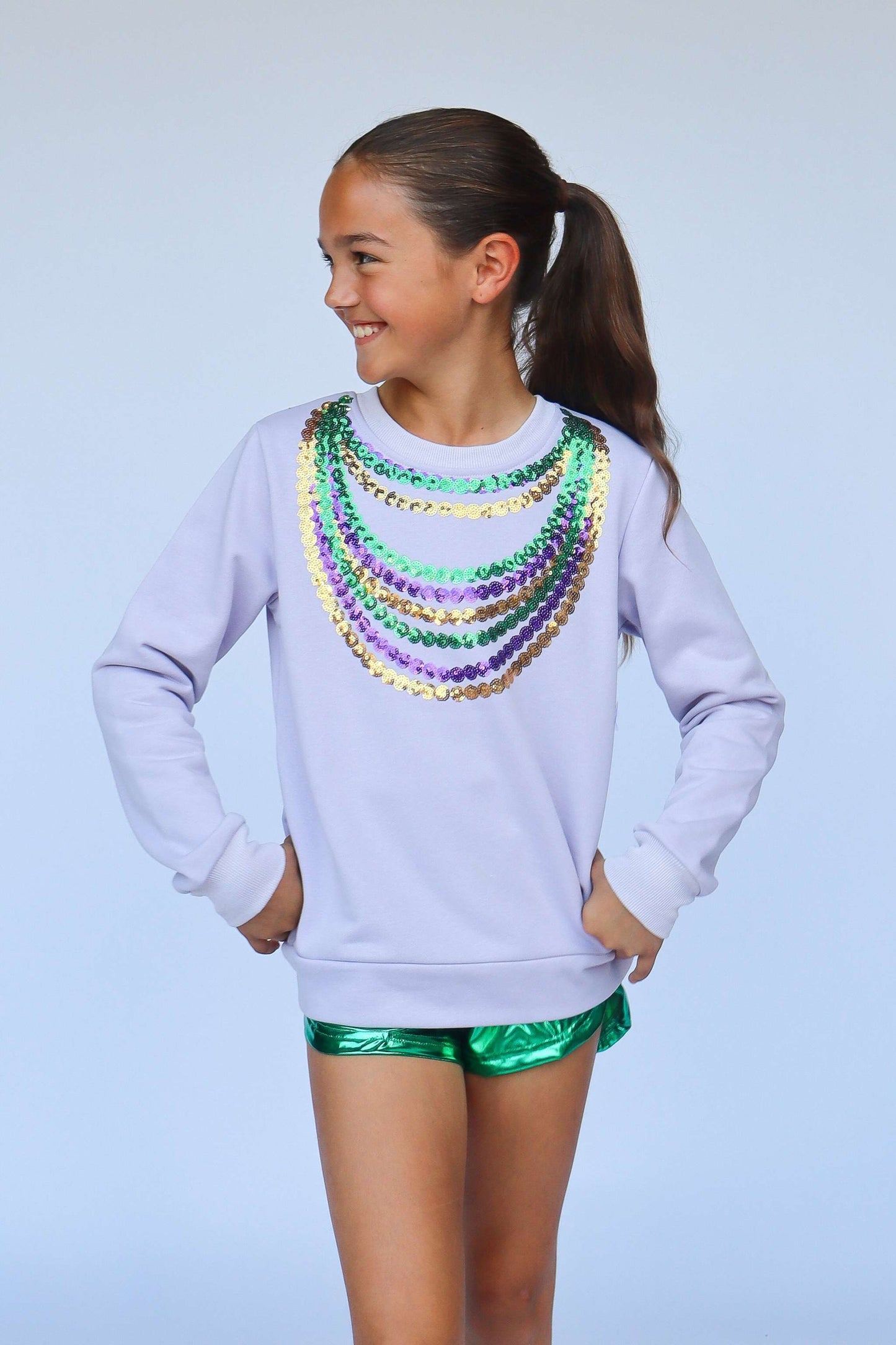 Beads Lavender Mardi Gras Sweatshirt