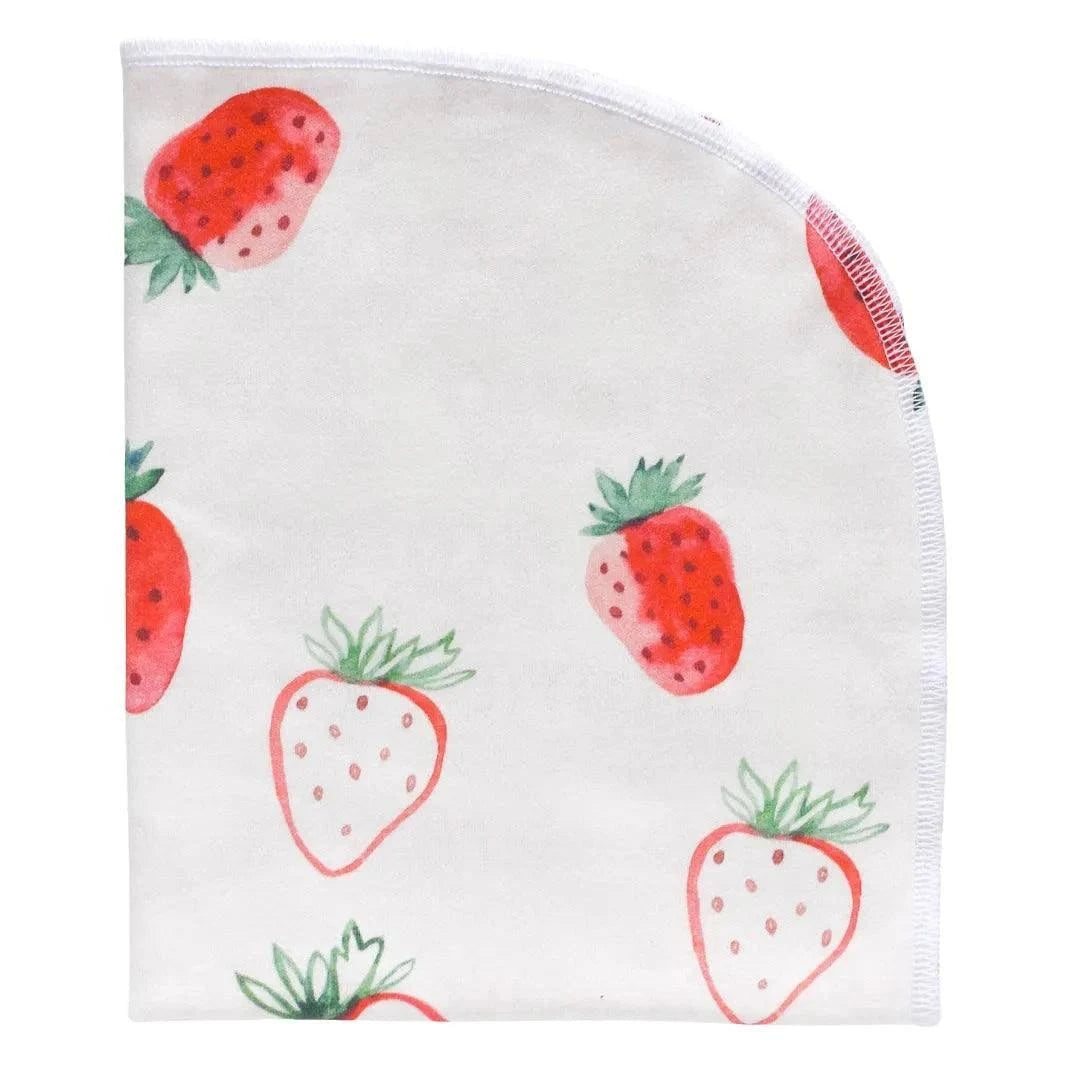 Organic Blanket - Strawberries swaddle front view