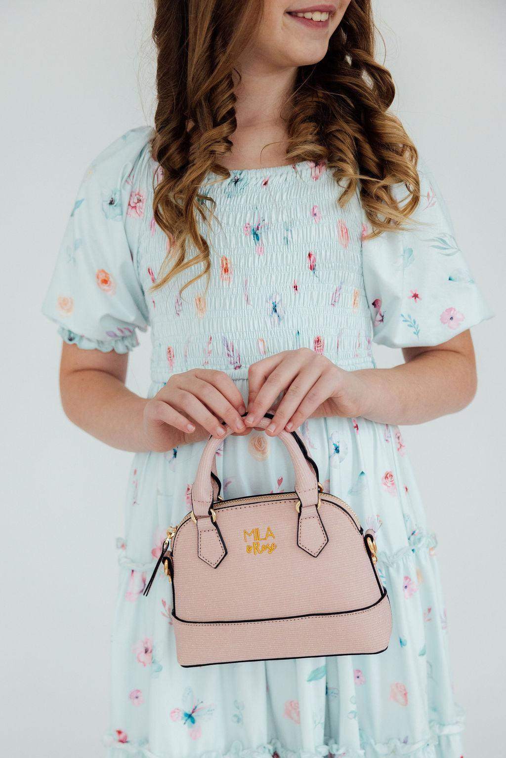 Light Pink Shimmer Girl's Crossbody Purse detail view