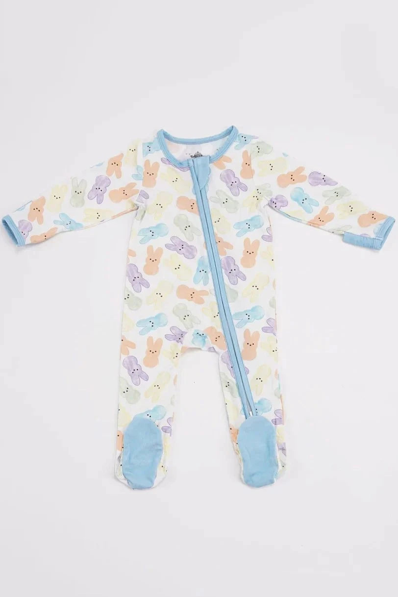 Light Blue Peeps Bamboo Romper