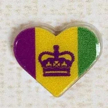 Mardi Gras Crown Heart Earrings back view