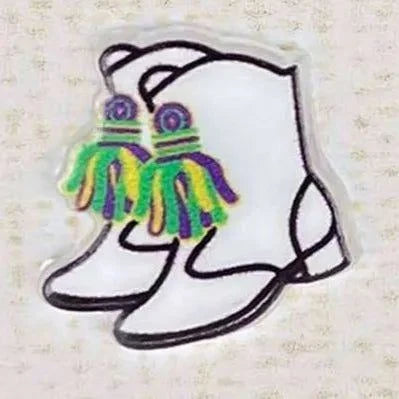 Mardi Gras Majorette Marching Boot Earrings back view