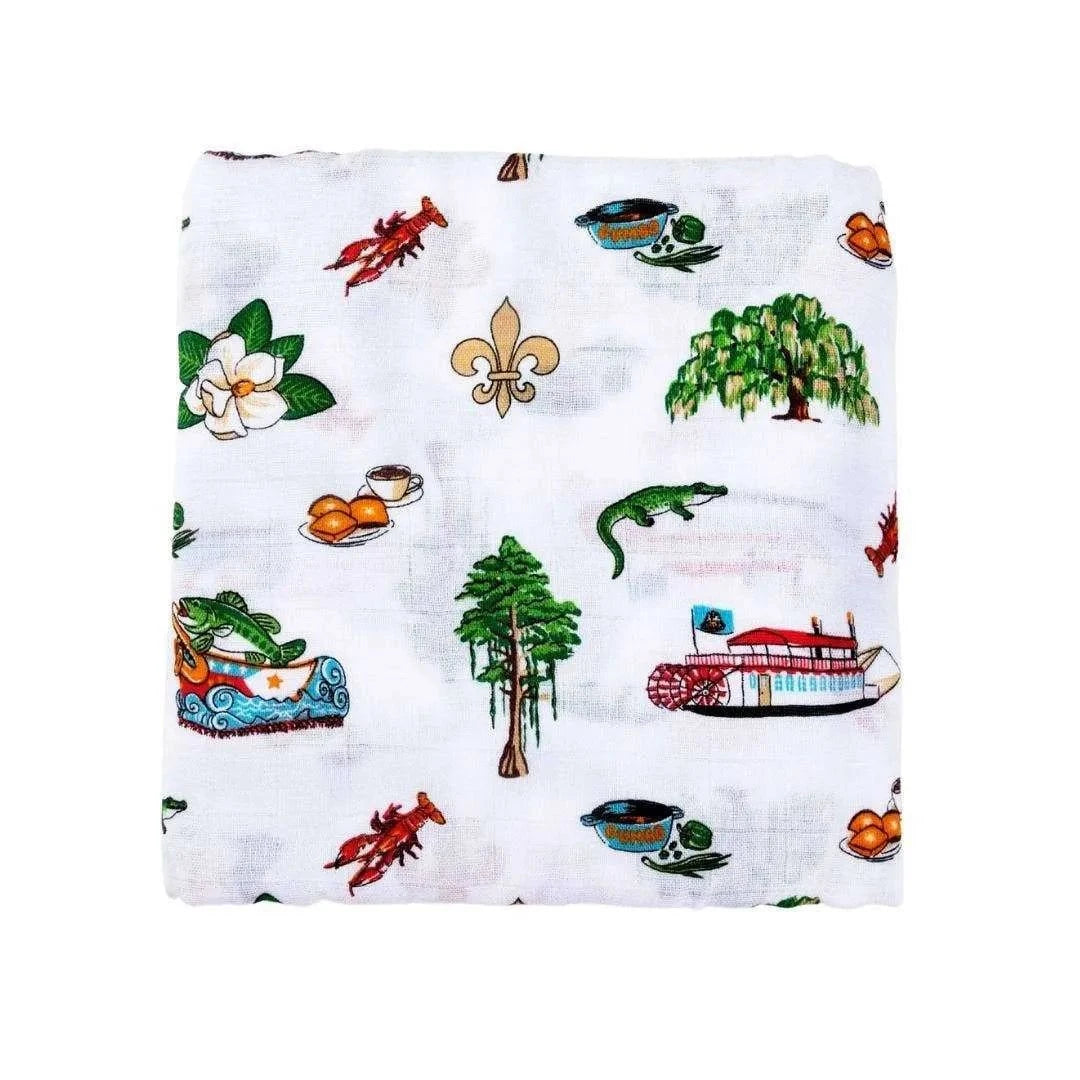 Louisiana Baby Swaddle Blanket fabric and material close-up