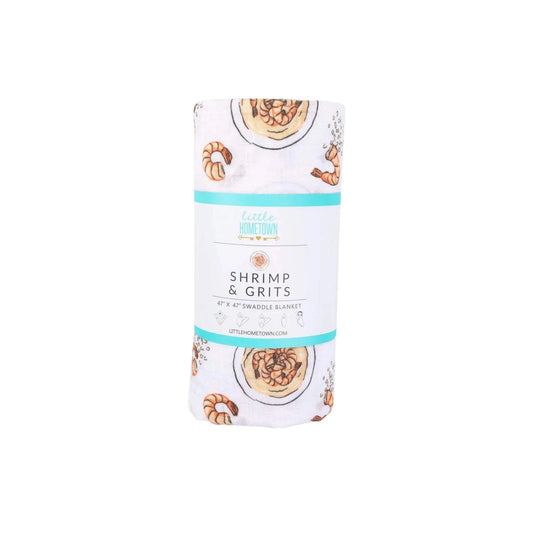 Little Hometown - Shrimp and Grits Baby Swaddle Receiving Blanket