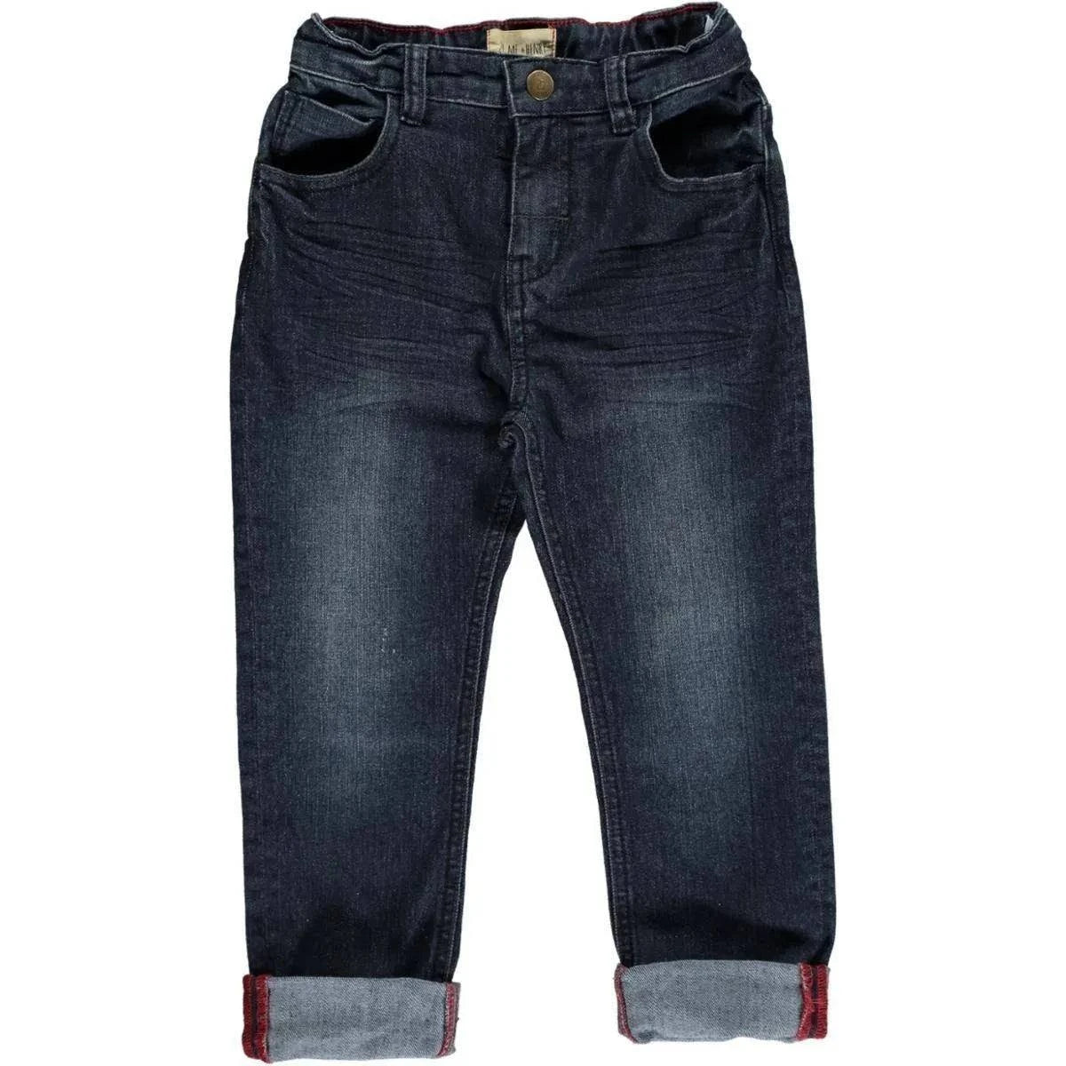 Blue slim fit boys denim jeans back view