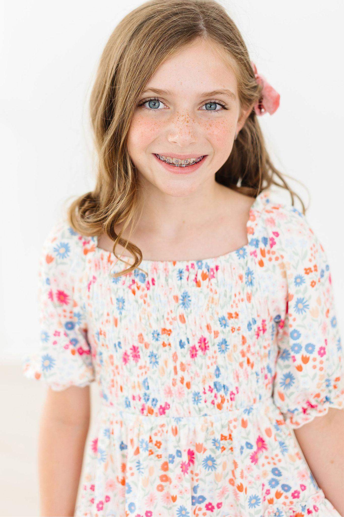Meadow Magic Smocked Ruffle Dress full length view