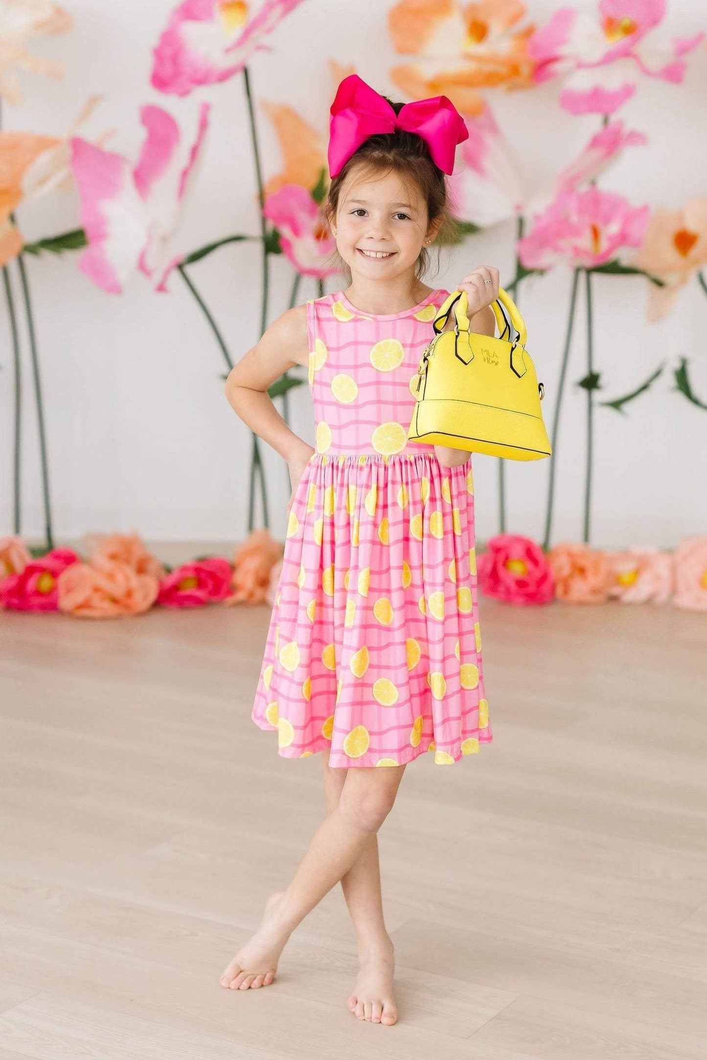 Neon Yellow Glitter Girl's Crossbody Purse styling detail