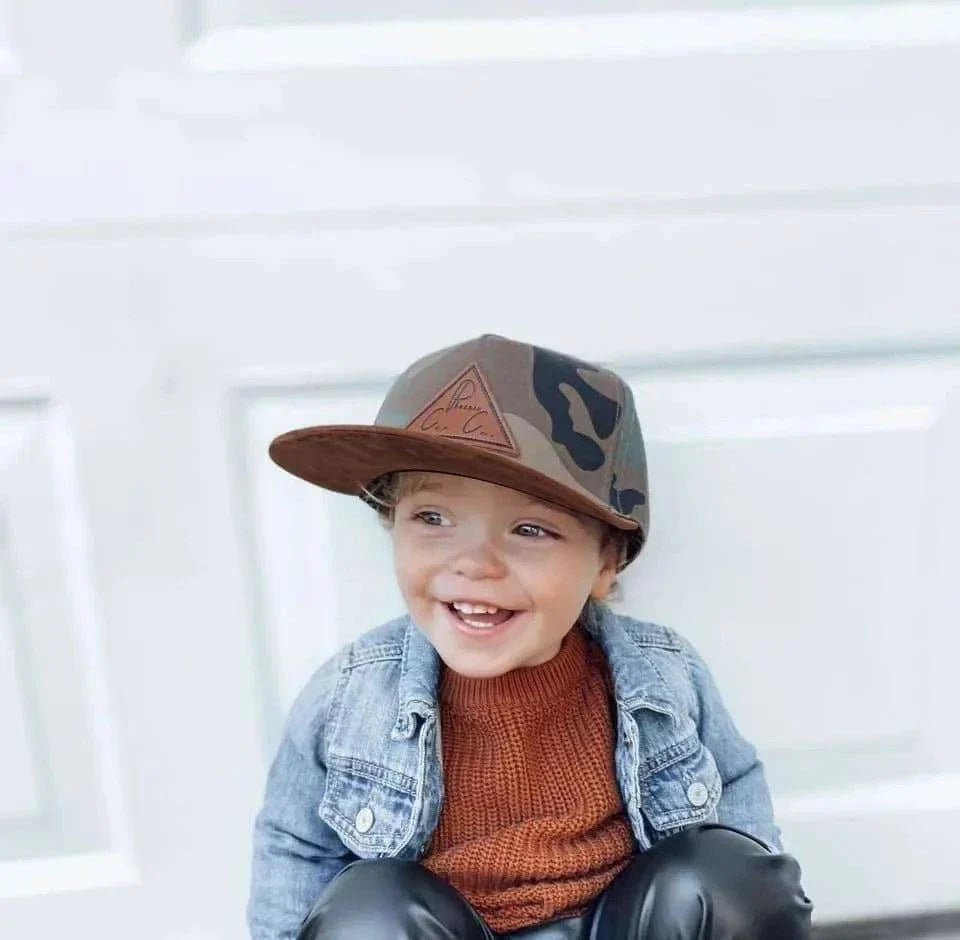 Operation Phoenix Cap for kids with adjustable camo design and brown bill