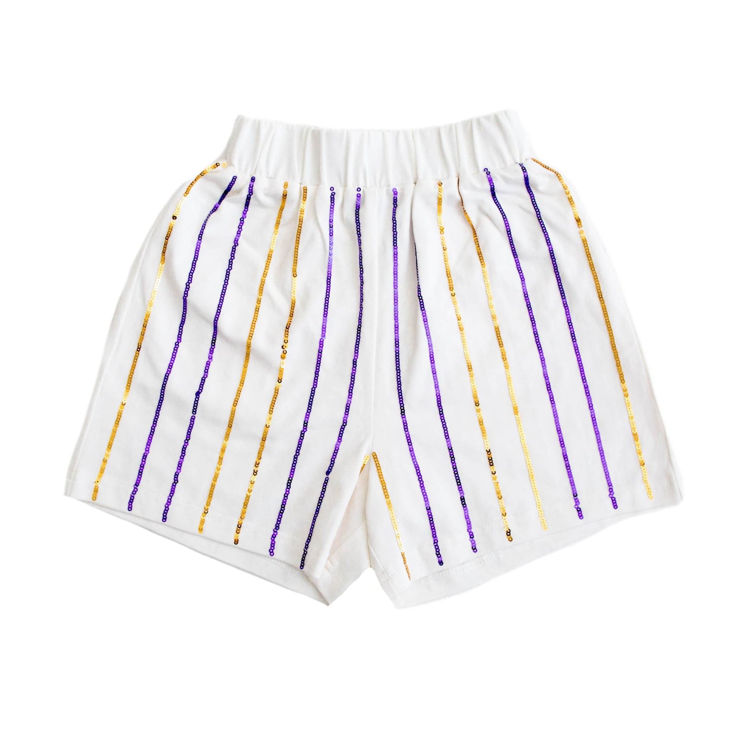 Purple And Gold Striped Sequin Adult Shorts