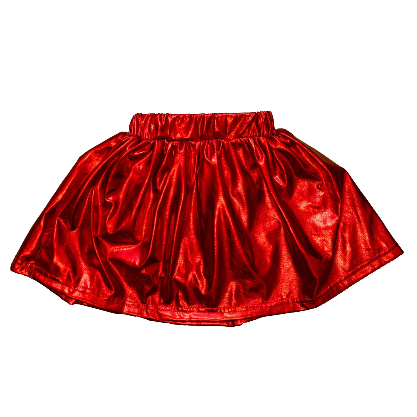 Red satin skirt on a white background