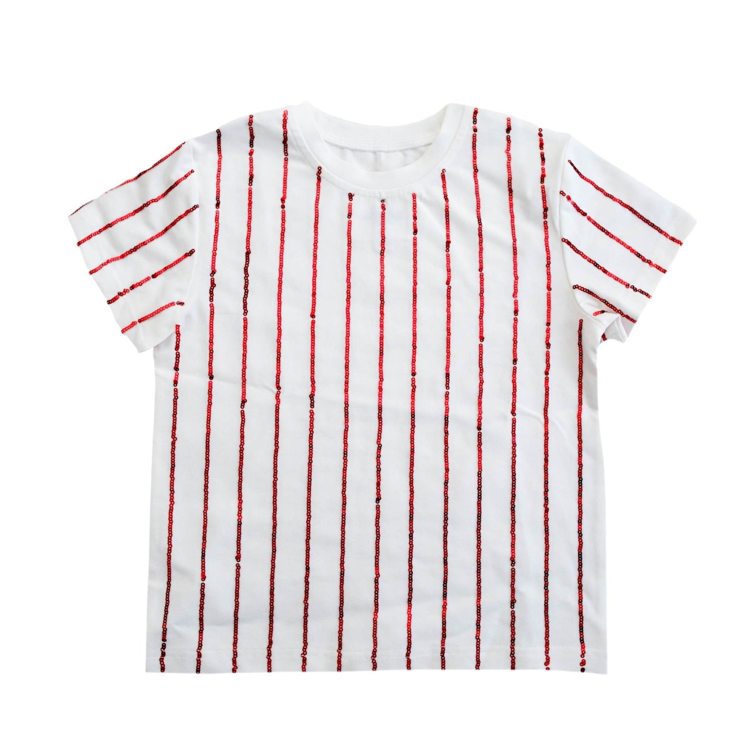 Red Sequin Striped Kid Shirt