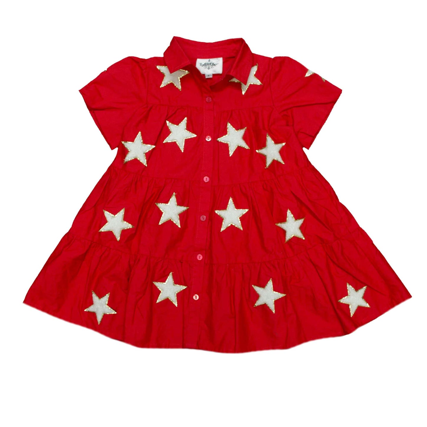 Red and White Chenille Star Kid Dress