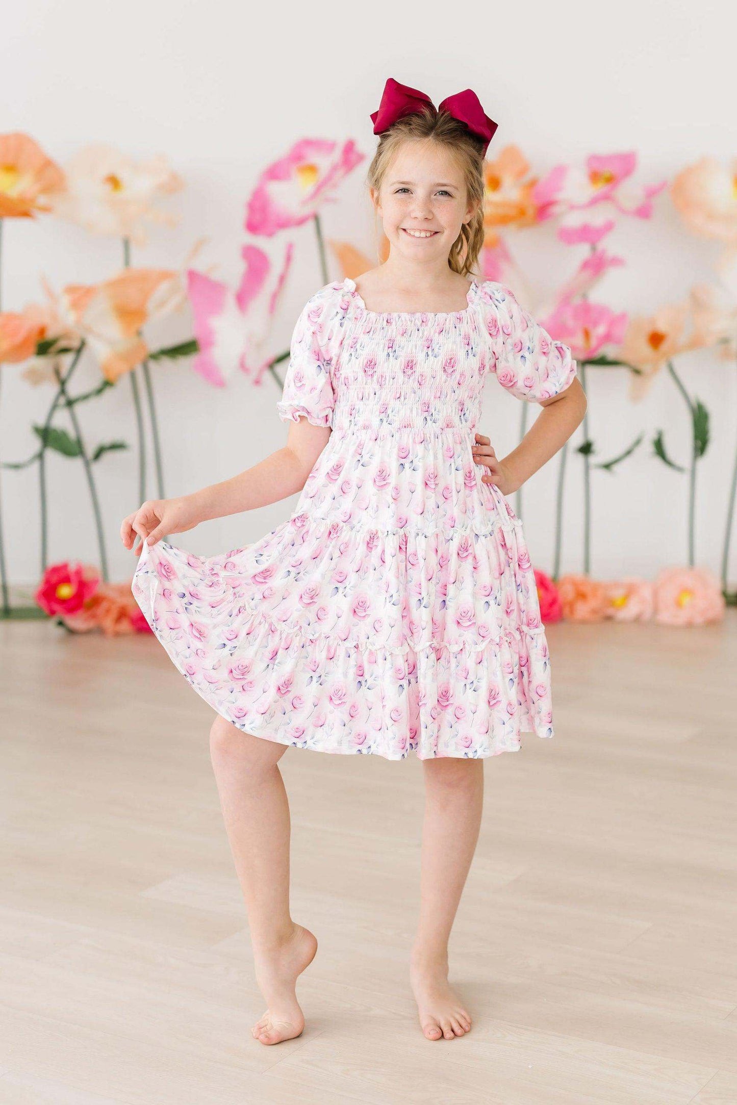 Rose Garden Smocked Ruffle Dress print and pattern detail
