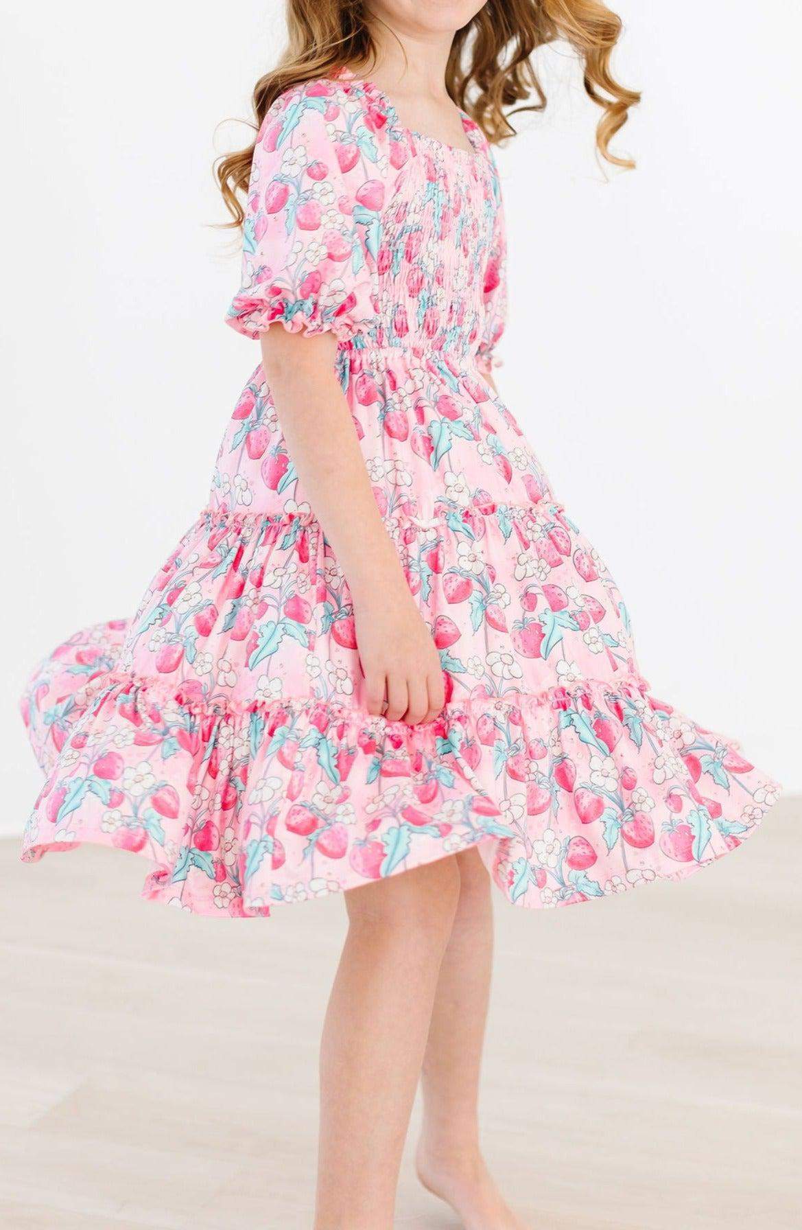 Strawberry Shortcake Smocked Ruffle Dress print and pattern detail