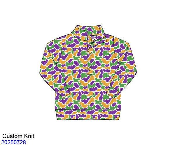 Athletic Mardi Gras Camo Pull Over top front view