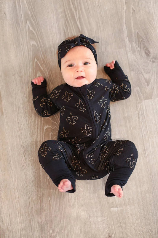 Southern Sleepies - Fleur de lis Double Zipper Bamboo Sleeper - GAME DAY