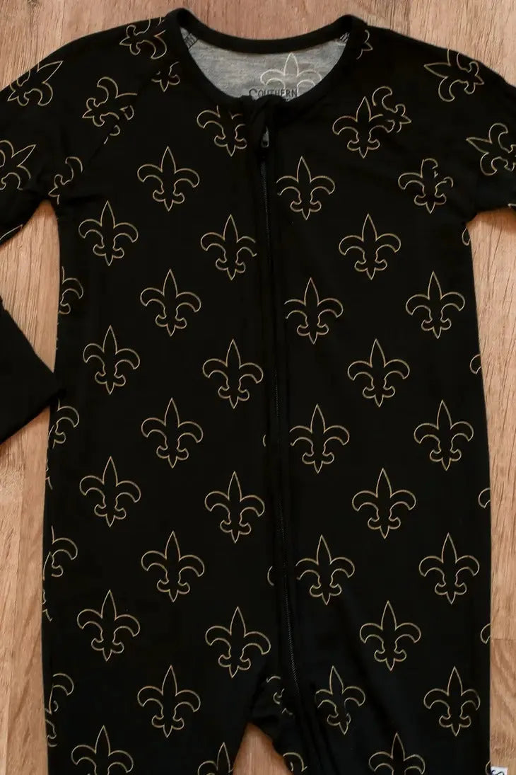 Southern Sleepies - Fleur de lis Double Zipper Bamboo Sleeper - GAME DAY