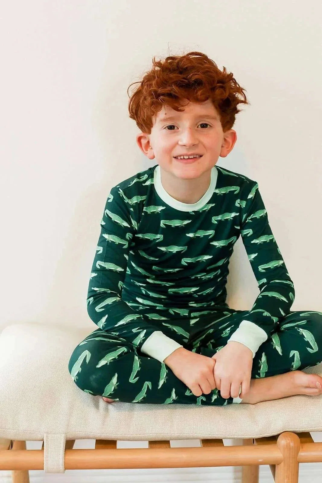 Southern Sleepies Mardi Gator 2 Piece Bamboo Pajama Set long sleeve top and pants with soft bamboo fabric for babies