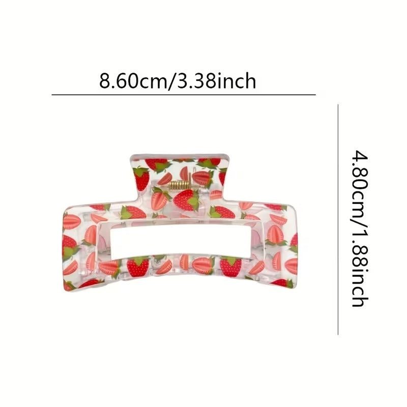 Strawberry Hair Clip Set - 6-Piece Square Claw Clips accessories detail view