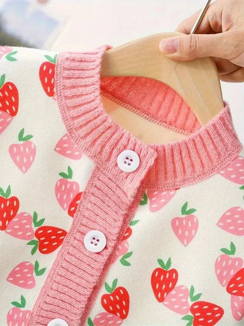 Strawberry Knit Sweater top fabric and material close-up