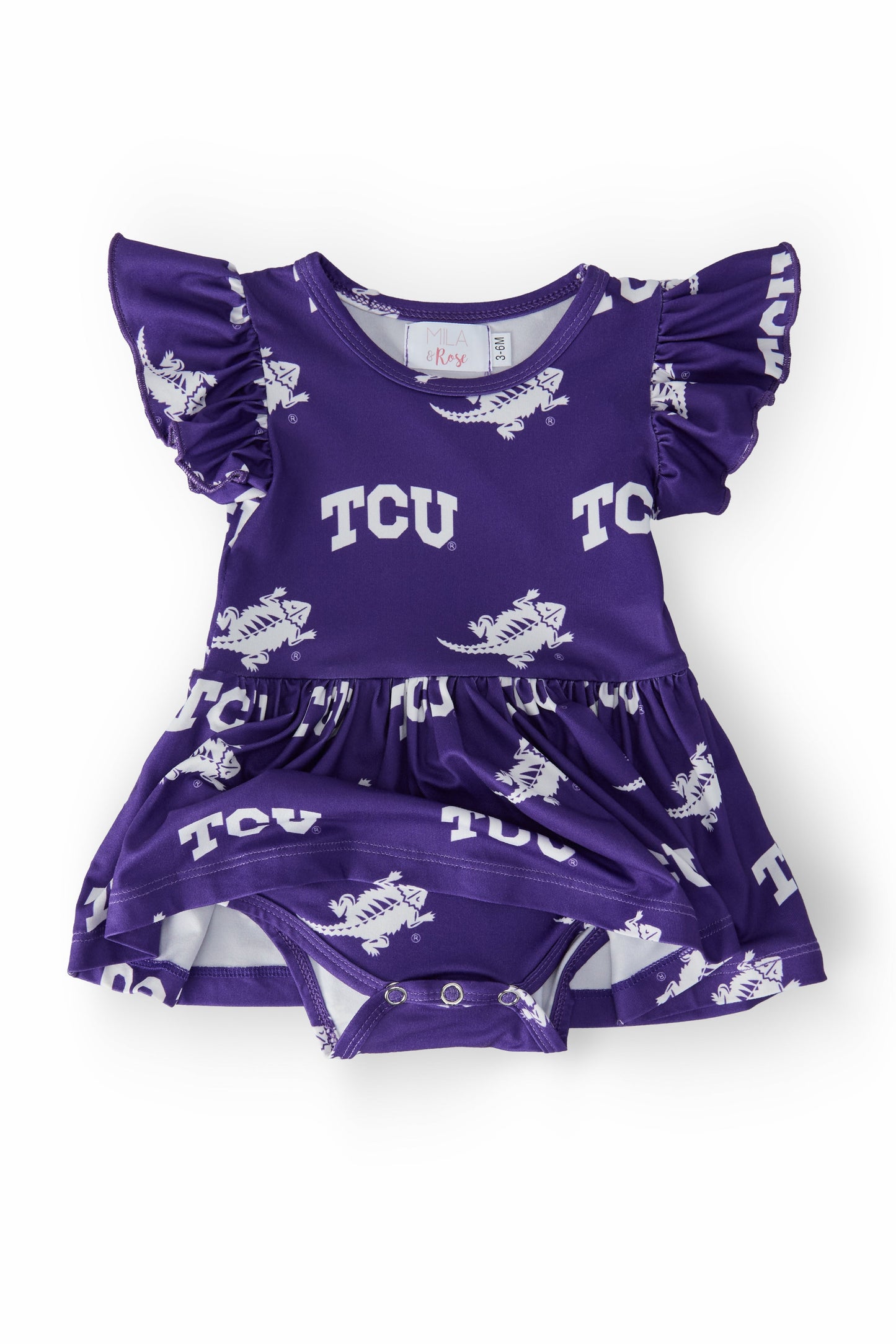 TCU Purple Frog Flutter Twirl Bodysuit
