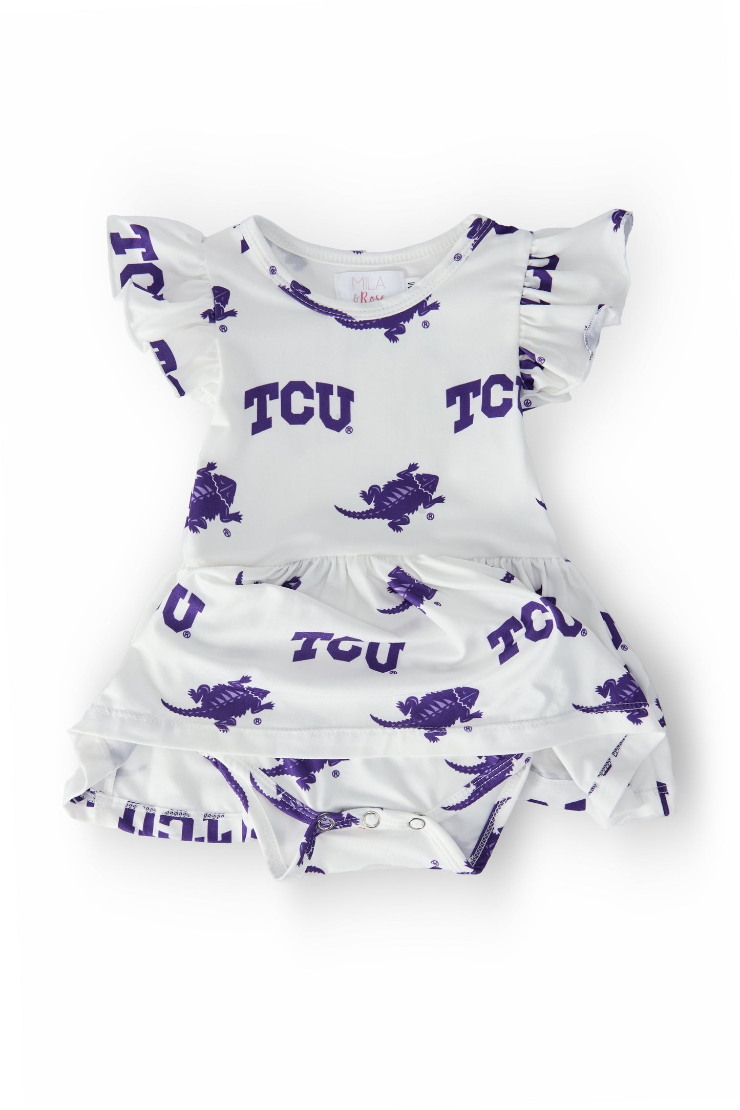 TCU White Frog Flutter Twirl Bodysuit