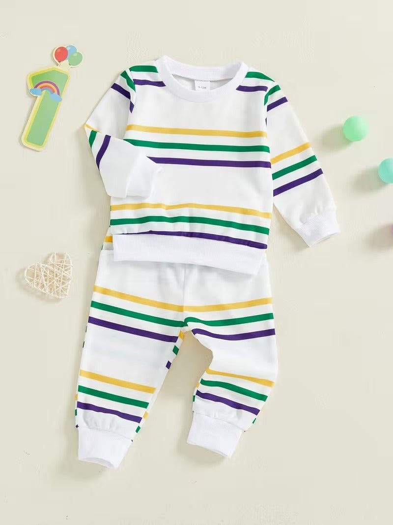 Toddler Mardi Gras stripes two-piece set, additional view