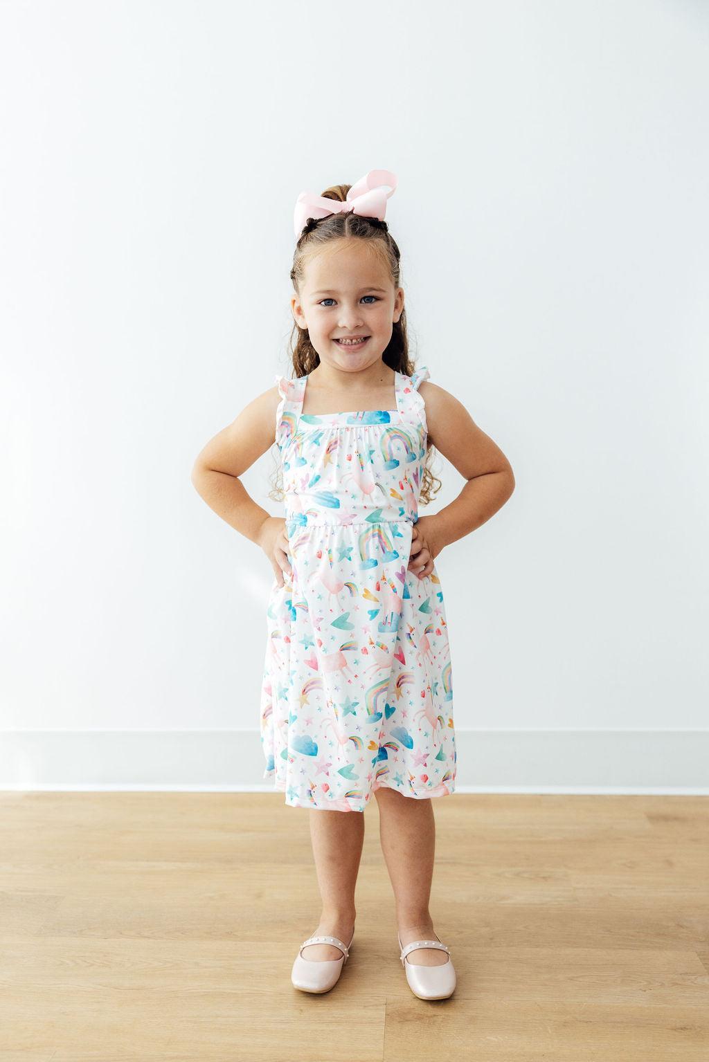 Unicorn Kisses Ruffle Cross Back Dress