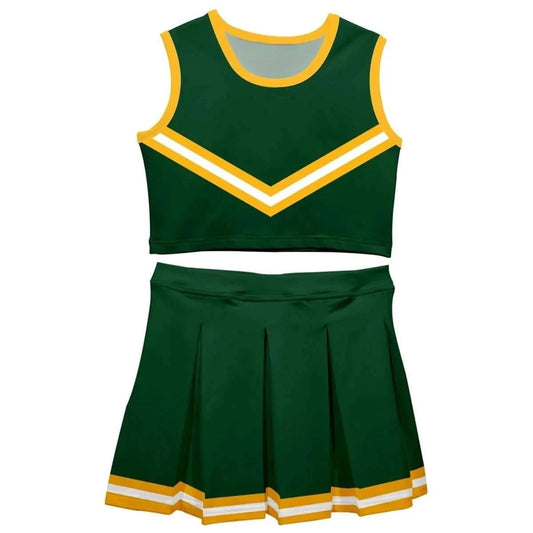 Green and Gold Game Day Sleeveless Cheerleader Set detail view
