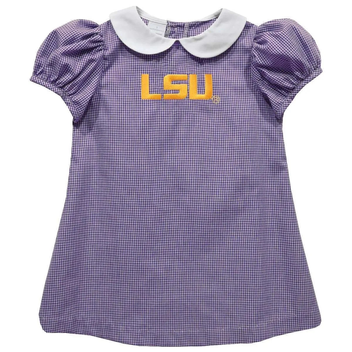 LSU Tigers Embroidered Purple A Line Dress Eleanor front view