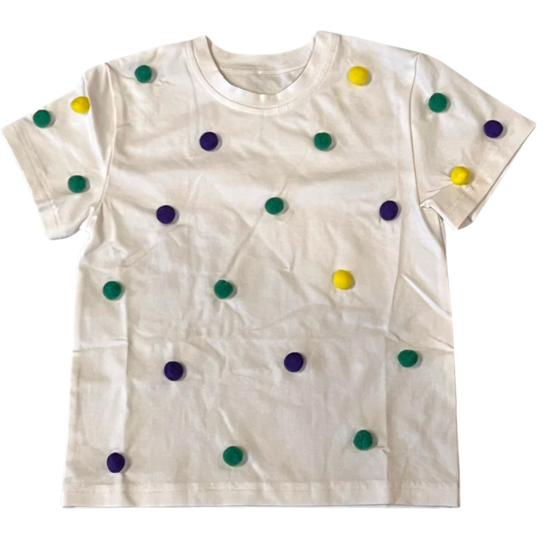 Mardi Gras Kid Pom Pom Shirt