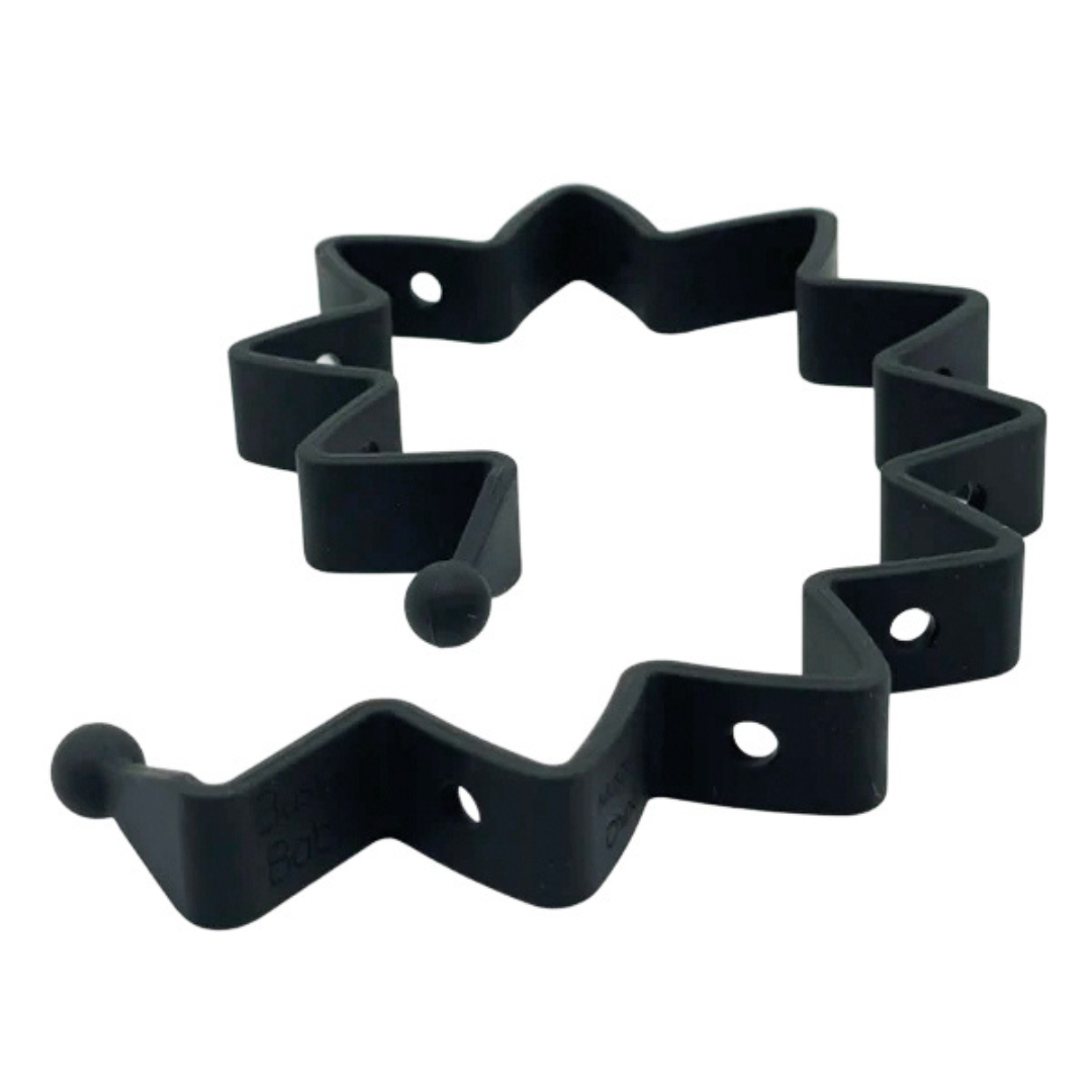 Black Toy Bungee Tether designed to hold toys and attach to baby gear for easy access