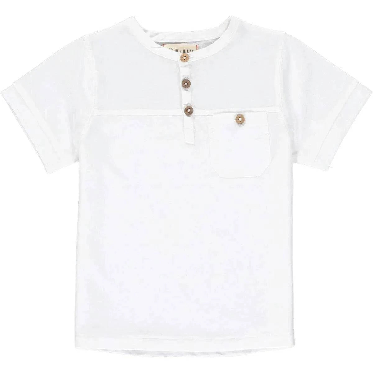White pique henley shirt front view