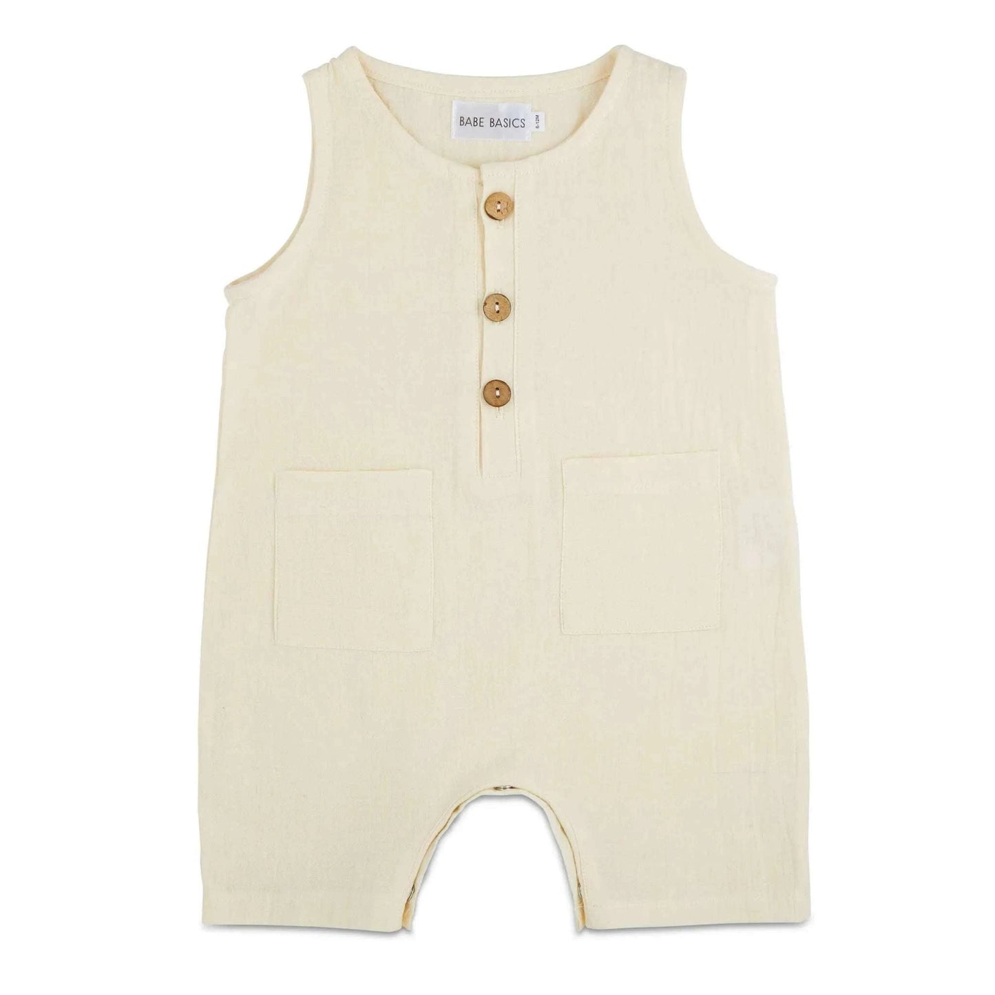 White Sleeveless Crop Linen Baby Romper
