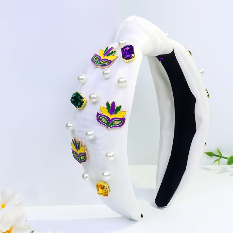Mardi Gras Mask Knotted Headband