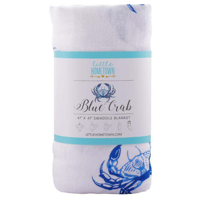 Gift Set: Blue Crab Baby Muslin Swaddle Blanket and Burp Cloth/Bib Combo additional product view