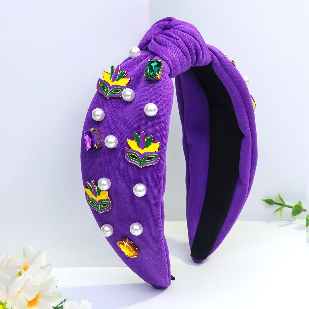 Mardi Gras Mask Knotted Headband