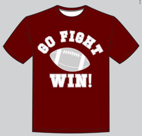 Maroon Go Fight Win shirt with football graphic, soft modal fabric
