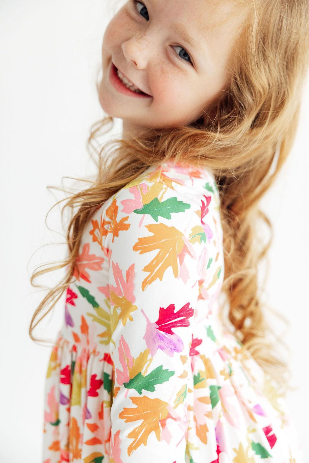 Falling Leaves 3/4 Sleeve Pocket Twirl Dress