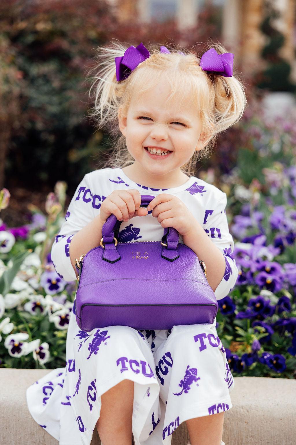 TCU White Frog 3/4 Sleeve Pocket Twirl Dress