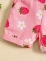 Strawberry Print Denim Overalls