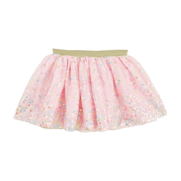 Pink scattered sequin tutu front view