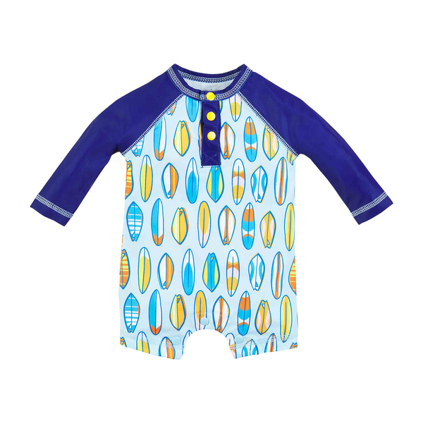 Boy's surfboard rash guard one-piece front view