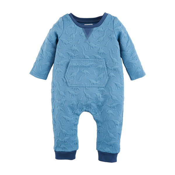 Quilted dino baby bodysuit front view