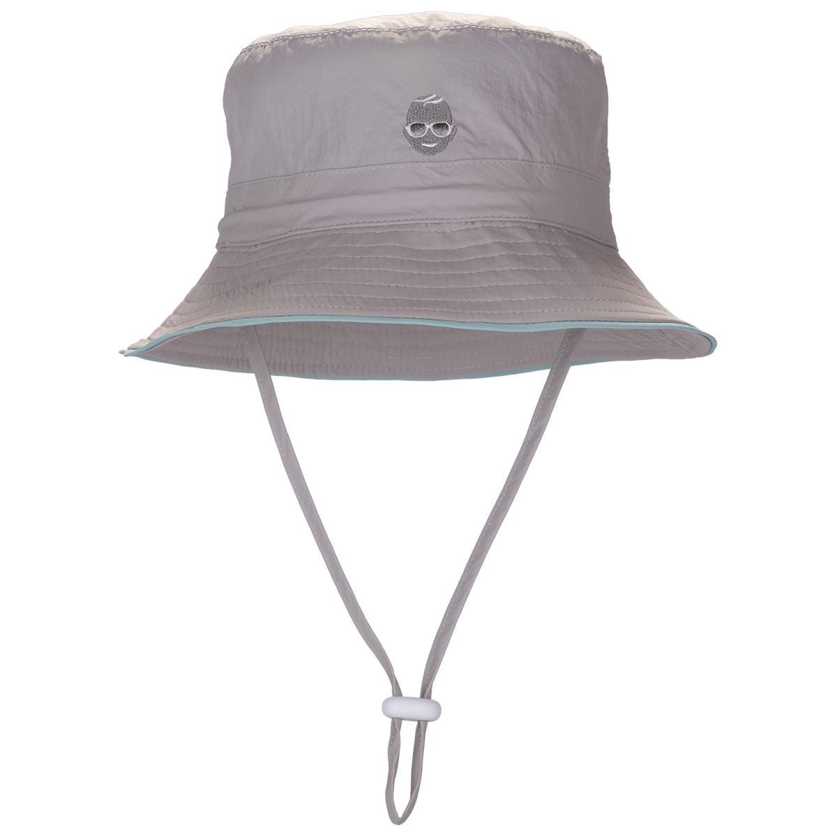 Babiators UV Sun Hat in gray with aqua piping, offers UPF 50+ protection, adjustable fit, and quick-dry material.
