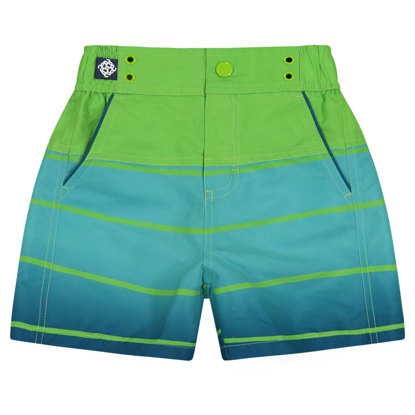 Andy & Evan boys swim bottom in aqua stripe with UPF50 sun protection.