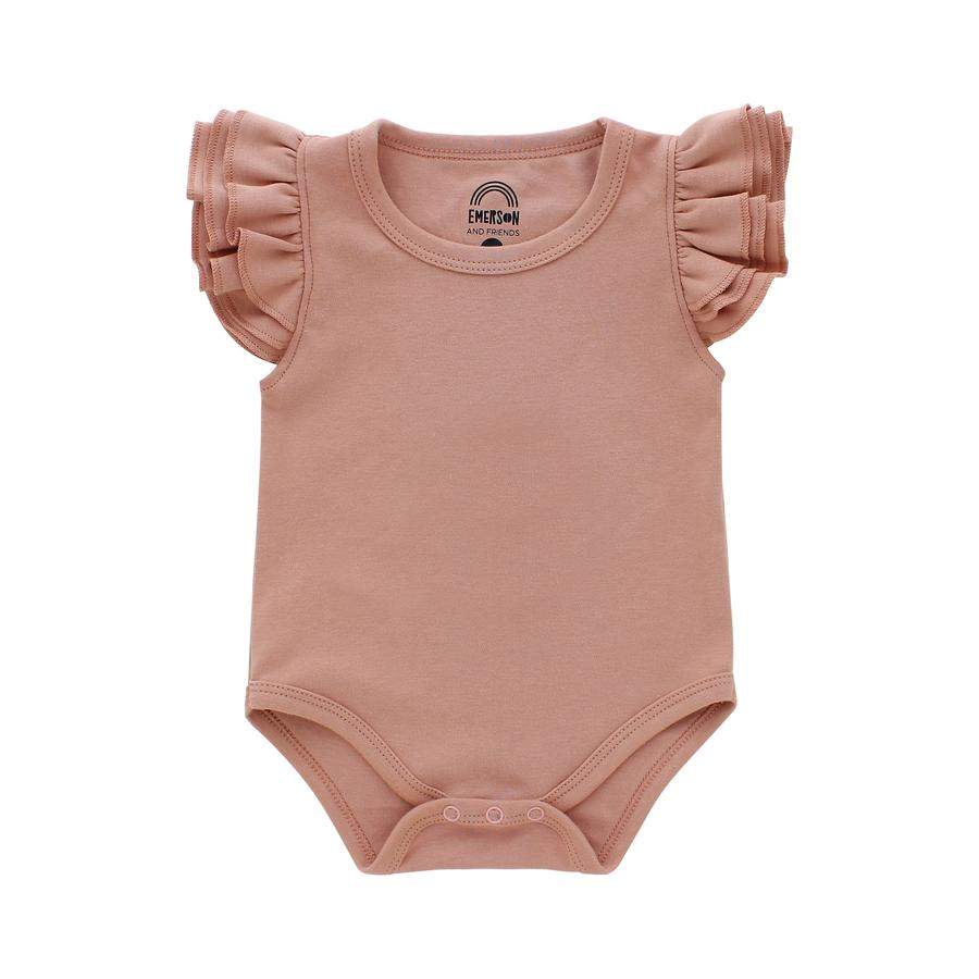 Dusty Rose Flutter Sleeve Baby Onesie made of 100% premium cotton.